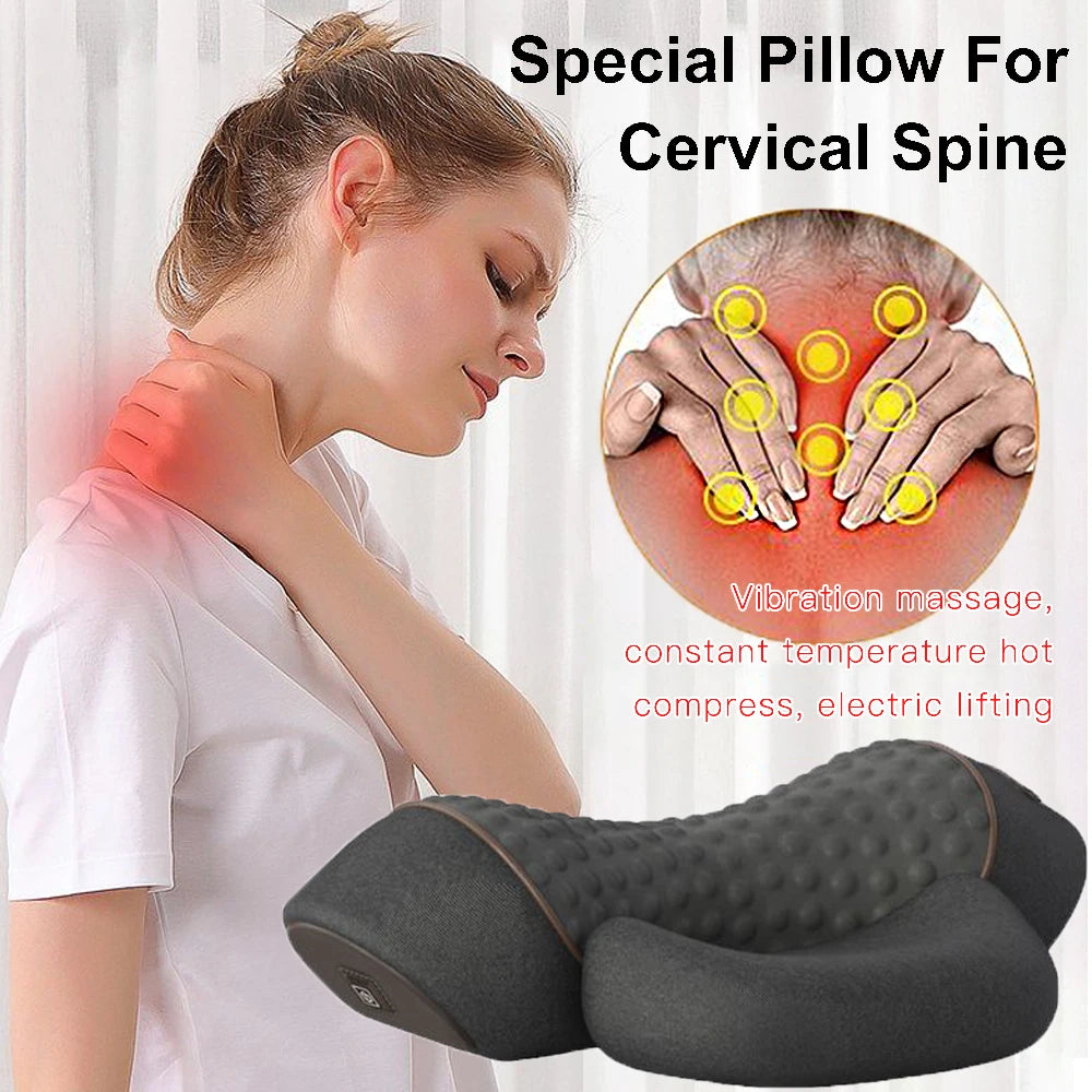 Electric Neck Massager Cervical Pillow Hot Compress with Vibration Fast 5-8 Day Delivery FREE SHIPPING