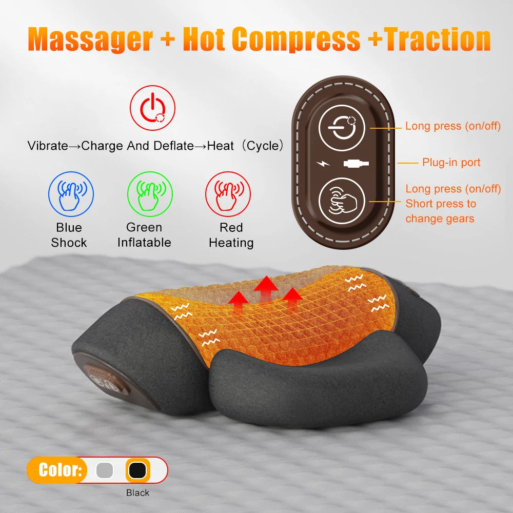 Electric Neck Massager Cervical Pillow Hot Compress with Vibration Fast 5-8 Day Delivery FREE SHIPPING